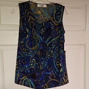 Anne Klein Blue Paisley Sleeveless Top